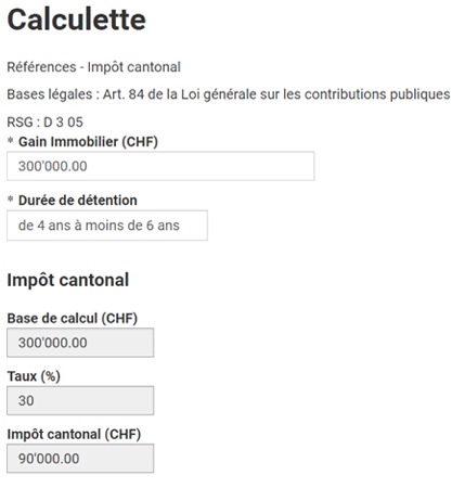 impot plus value immobiliere geneve