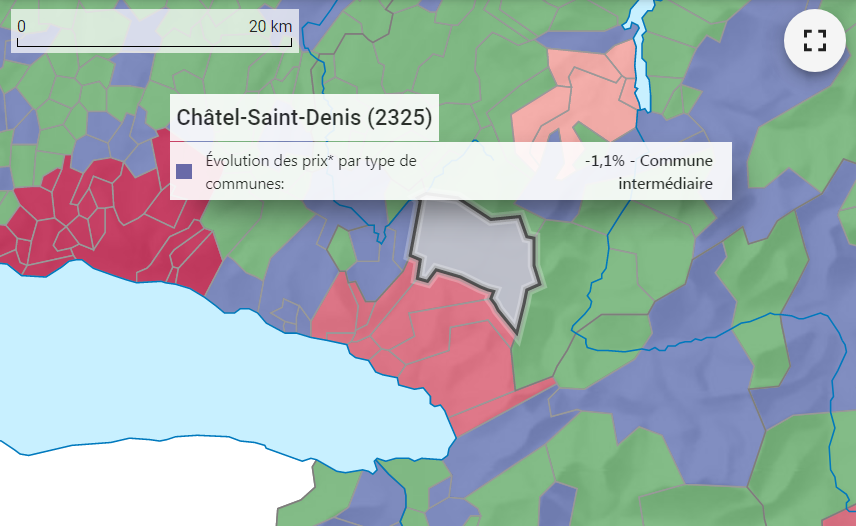 evolution prix m2 appartement chatel saint denis 2021