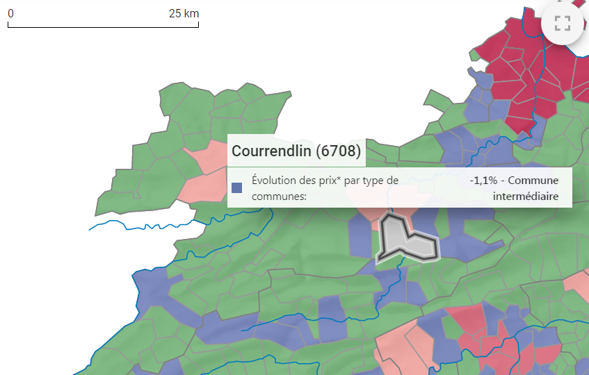 evolution prix m2 appartement courrendlin 2021