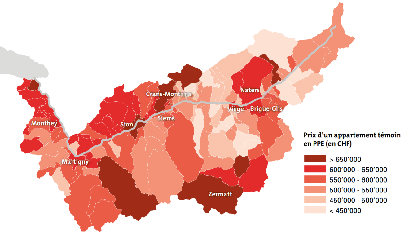 cartographie prix immobilier appartement ppe valais 2021