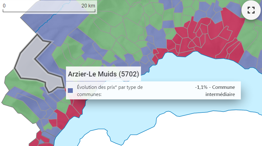 evolution prix m2 appartement arzier 2021