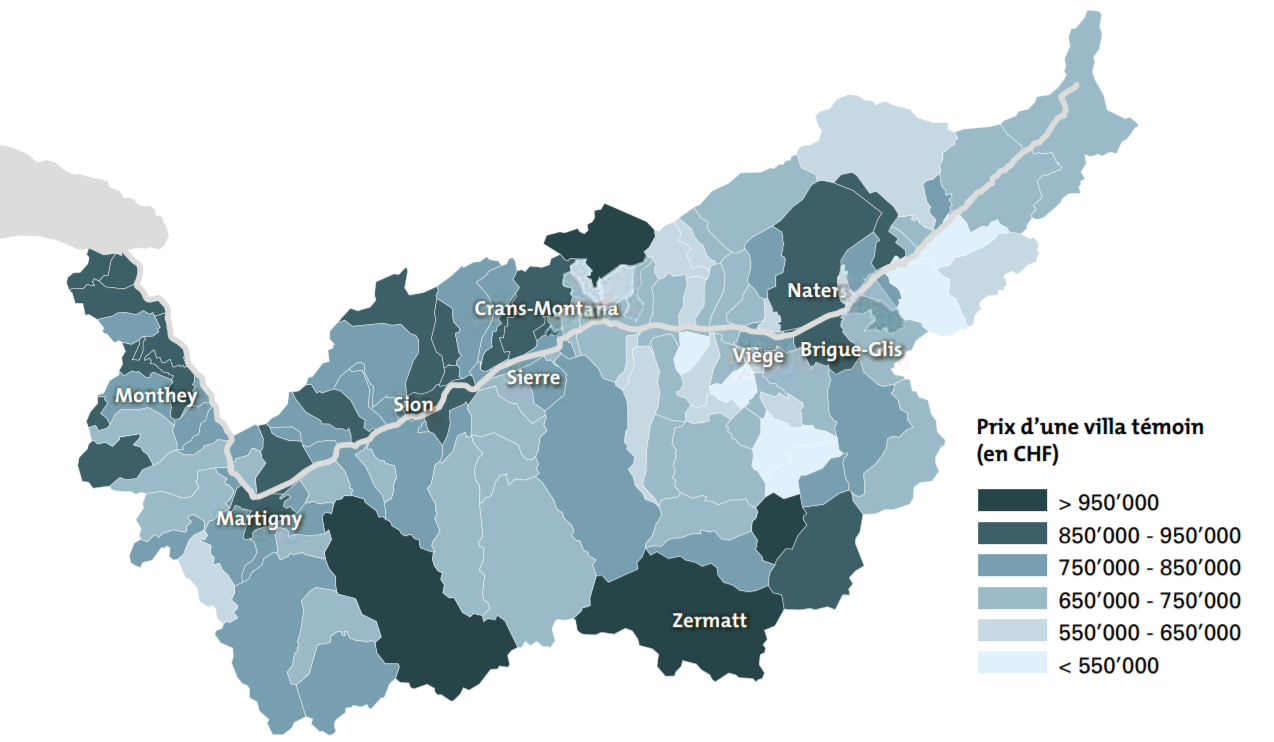 cartographie prix immobilier maison villa valais 2021