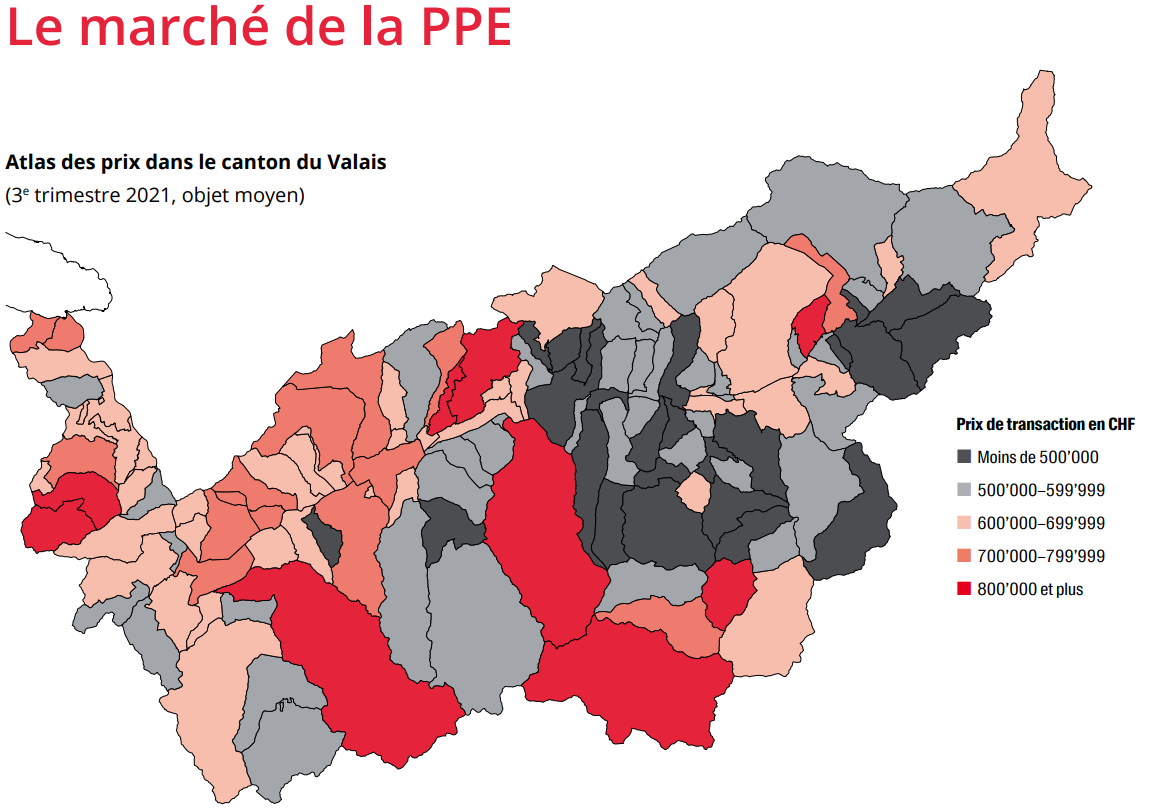 carte des prix appartement valais 2023