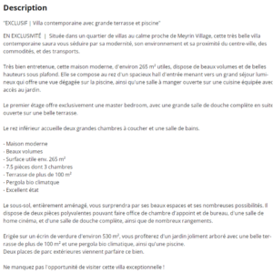 bonne redaction de texte annonce immobiliere suisse